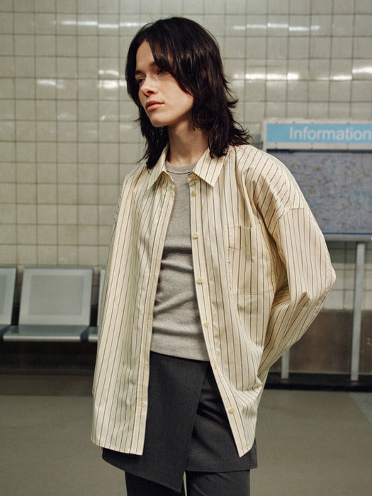 [raive] Oversized Stripe Shirts VW6SB217_2color
