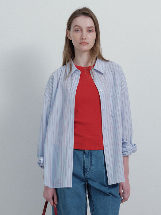[raive] Oversized Stripe Shirts VW6SB217_2color