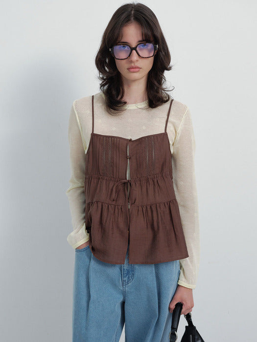 Raive Pintuck Lace Bustier Blouse