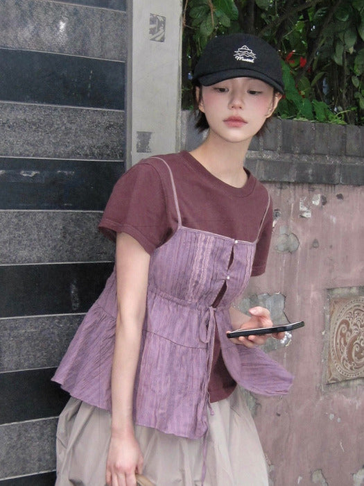 Raive Pintuck Lace Bustier Blouse