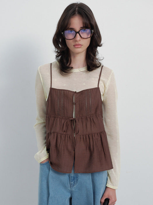 Raive Pintuck Lace Bustier Blouse