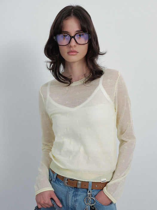 [raive] Sheer Dot Pattern Knit VK6SP351_2color