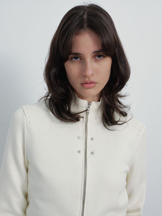 [raive] Rivet Detail Zip-up Knit VK6SD254_2color
