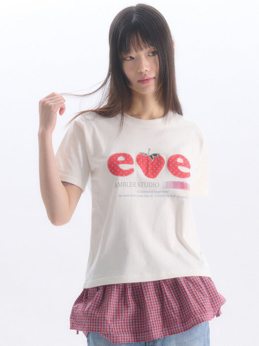 Ambler Strawberry Applique T-Shirts (Ivory)