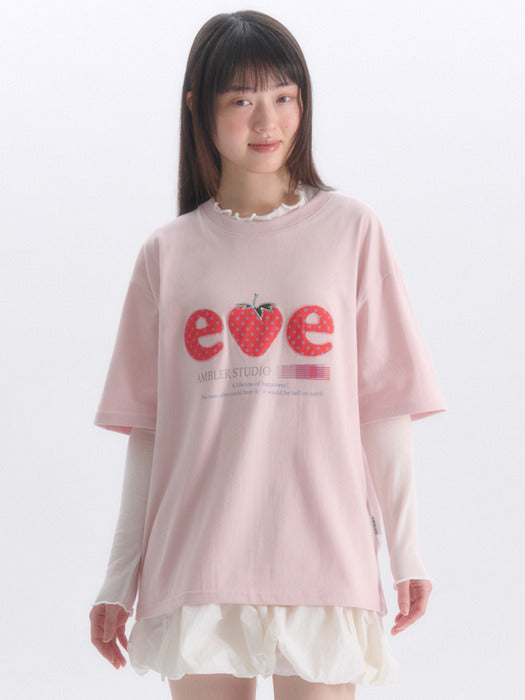 Ambler Strawberry Applique T-Shirts (Pink)