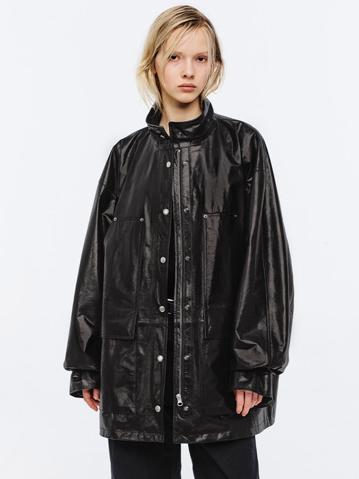 Margesherwood Leather Outpocket Jacket black