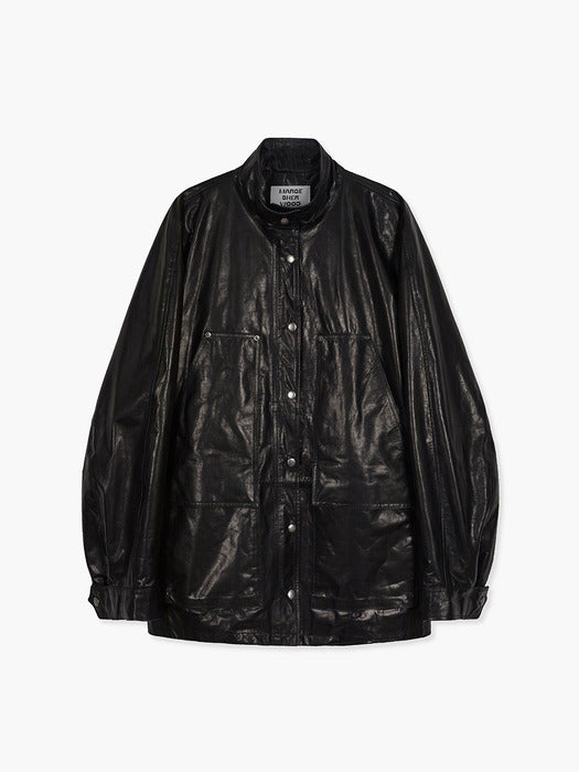 Margesherwood Leather Outpocket Jacket black
