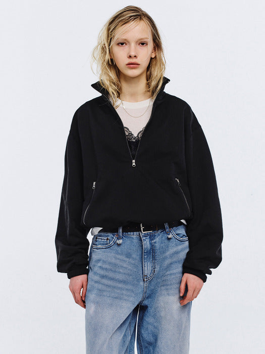 Margesherwood Half Zip-UP Sweatshirt black