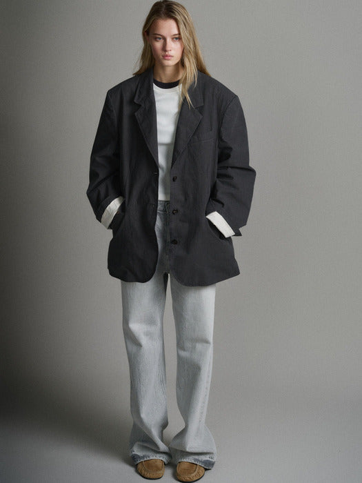 Facade Pattern Vintage Cotton Jacket charcoal
