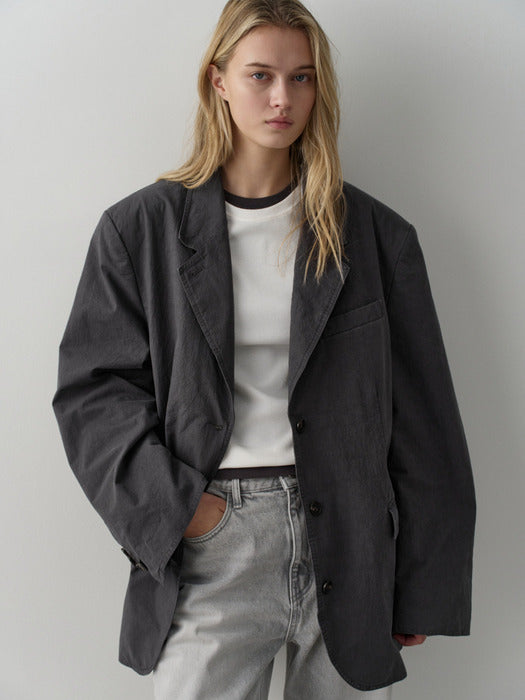 Facade Pattern Vintage Cotton Jacket charcoal