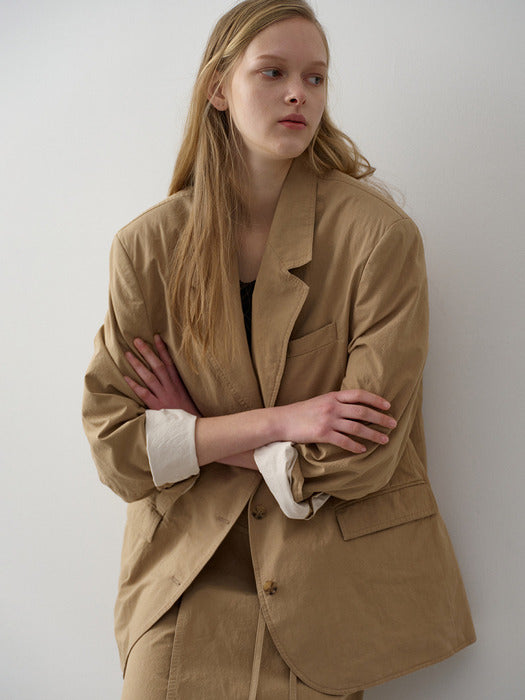 Facade Pattern Vintage Cotton Jacket almond beige