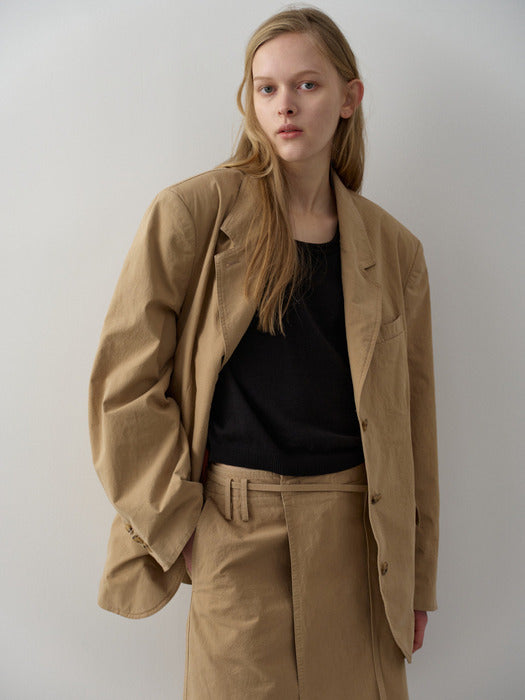 Facade Pattern Vintage Cotton Jacket almond beige