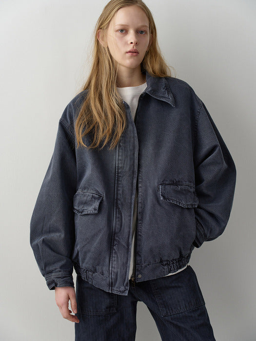 Facade Pattern Overfit Utility Cotton Blue Vintage Midnight