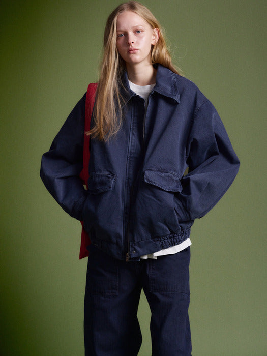 Facade Pattern Overfit Utility Cotton Blue Vintage Midnight