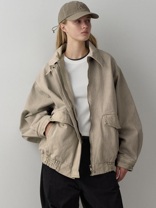Facade Pattern Oversized Utility Cotton Blue khaki beige