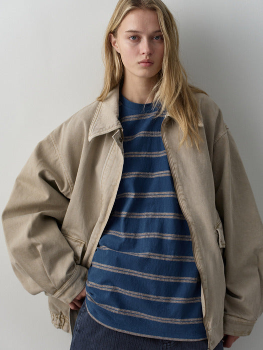 Facade Pattern Oversized Utility Cotton Blue khaki beige
