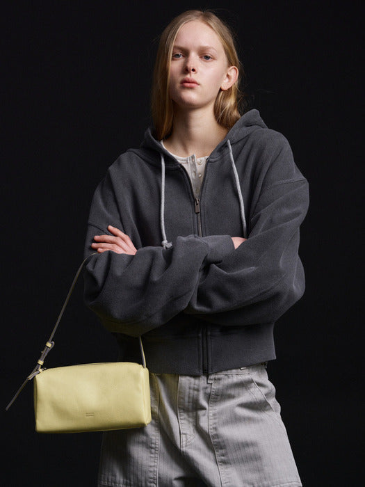 Facade Pattern Washed Vintage Zip-Up Hoodie charcoal