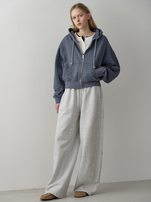 Facade Pattern Washed Vintage Zip-Up Hoodie blue