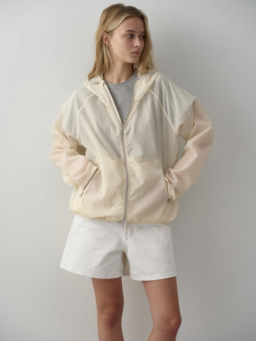 Facade Pattern Light Hoodie Zip-up ivory