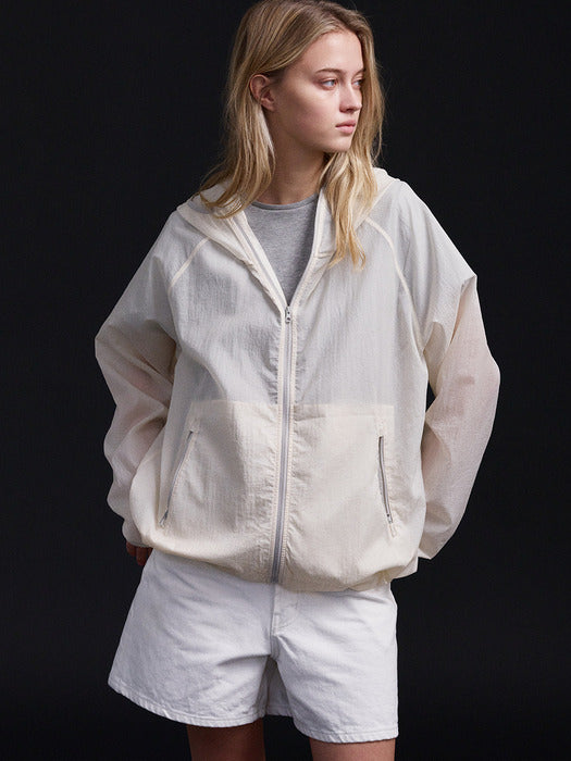 Facade Pattern Light Hoodie Zip-up ivory