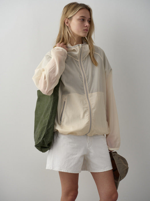 Facade Pattern Light Hoodie Zip-up ivory