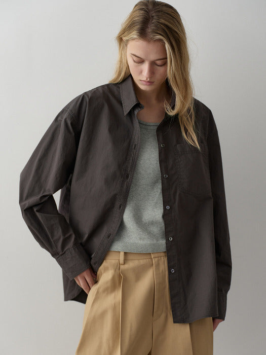 Facade Pattern Washed Cotton Shirt charcoal
