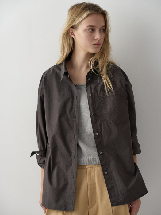 Facade Pattern Washed Cotton Shirt charcoal