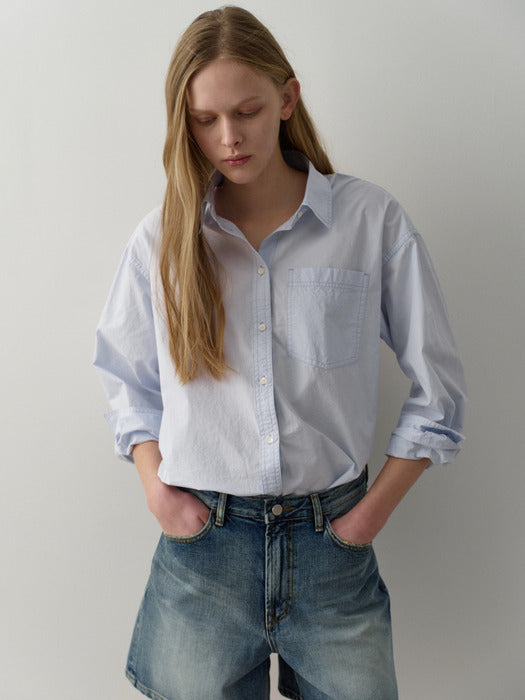 Facade Pattern Washed Cotton Shirt sky