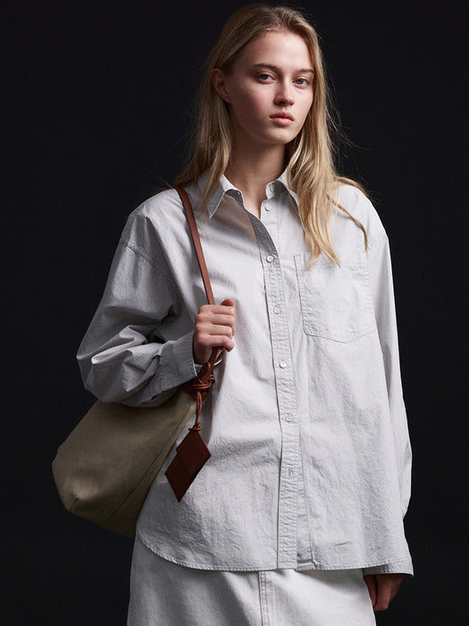 Facade Pattern Washed Cotton Shirt fog
