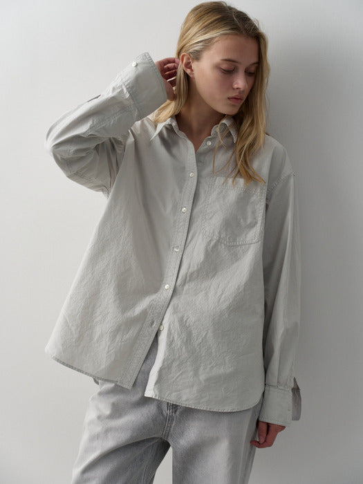 Facade Pattern Washed Cotton Shirt fog