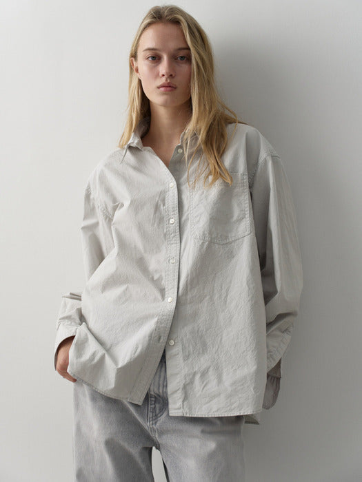 Facade Pattern Washed Cotton Shirt fog