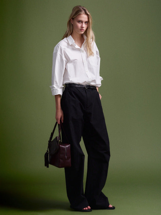 Facade Pattern Washed Cotton Shirt white