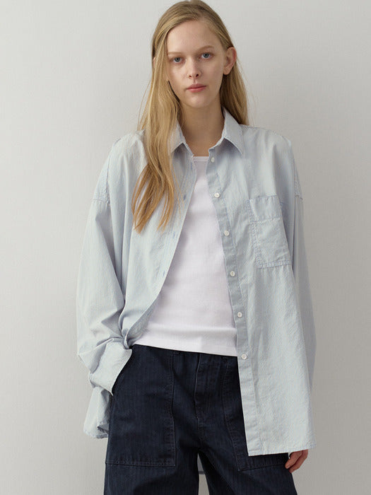 Facade Pattern Vintage Stripe Shirt ash sky