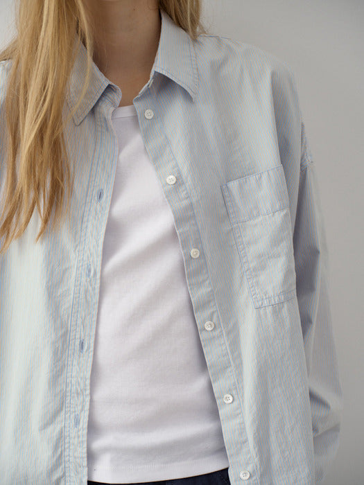 Facade Pattern Vintage Stripe Shirt ash sky