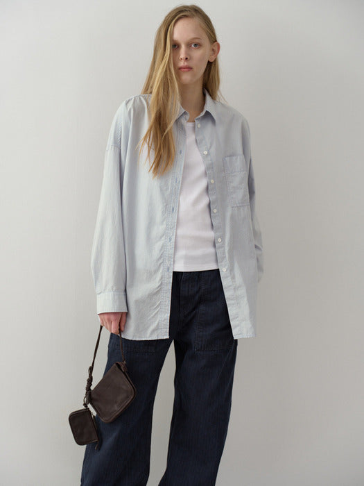 Facade Pattern Vintage Stripe Shirt ash sky