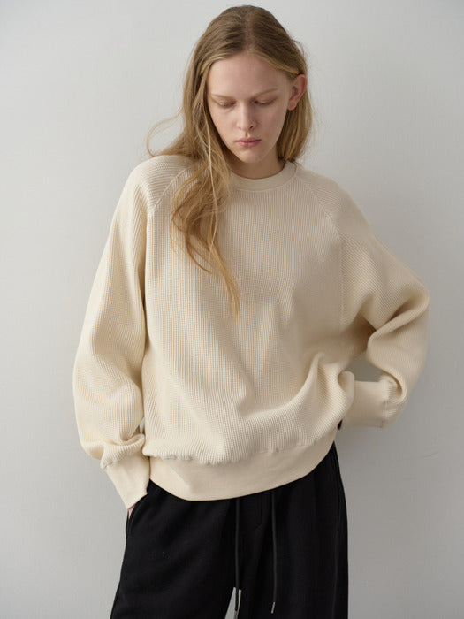 Facade Pattern Textured Raglan Sweat Shirt