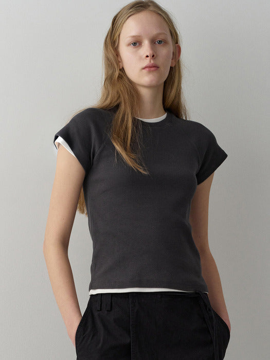 Facade Pattern Raglan Washed Rib T-shirt