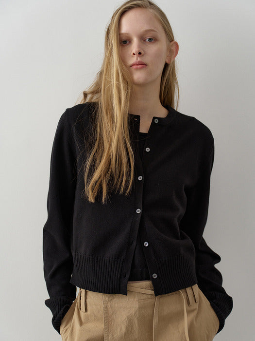 Facade Pattern Cotton Minimal Cardigan black