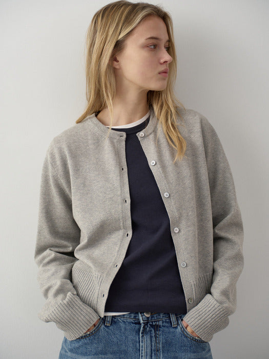 Facade Pattern Cotton Minimal Cardigan light grey