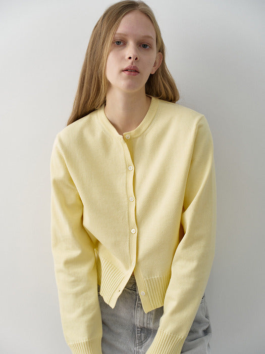Facade Pattern Cotton Minimal Cardigan lemon