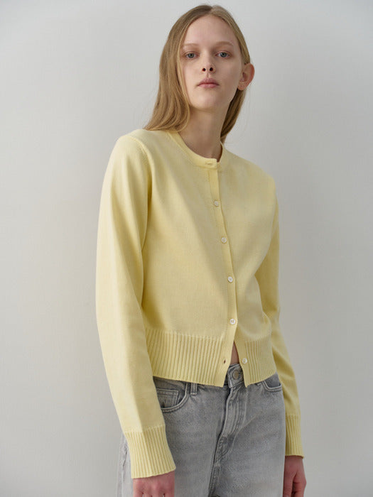 Facade Pattern Cotton Minimal Cardigan lemon