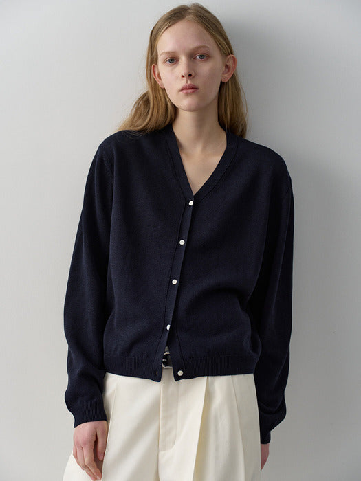 Facade Pattern Paper V-neck Cardigan navy