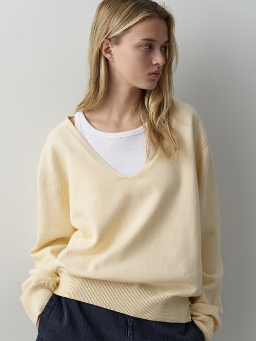 Facade Pattern Deep V-neck Knitwear butter