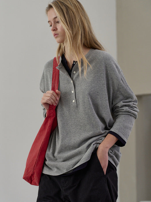 [facade pattern] 코튼 헨리넥 Knitwear_melange grey