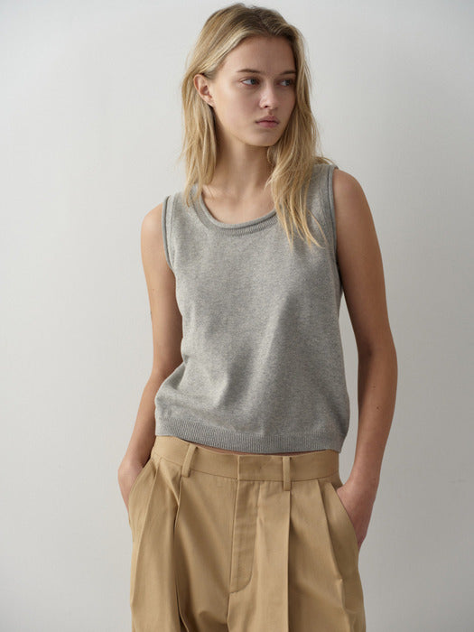 [facade pattern] 코튼 립 슬리브리스 Knitwear_4color