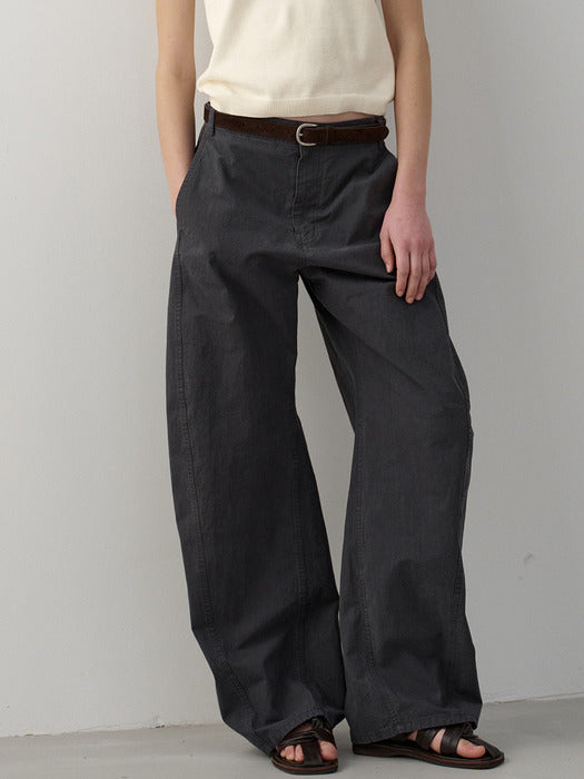 Facade Pattern Vintage Cotton Barrel Pants charcoal