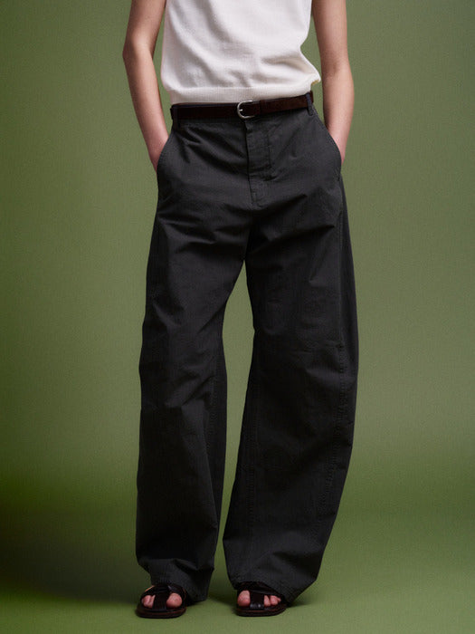 Facade Pattern Vintage Cotton Barrel Pants charcoal