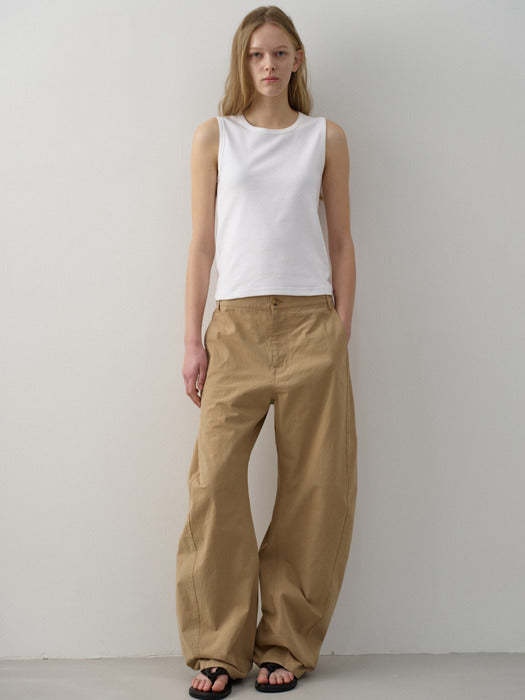 [facade pattern] Vintage Cotton Barrel Pants_almond beige