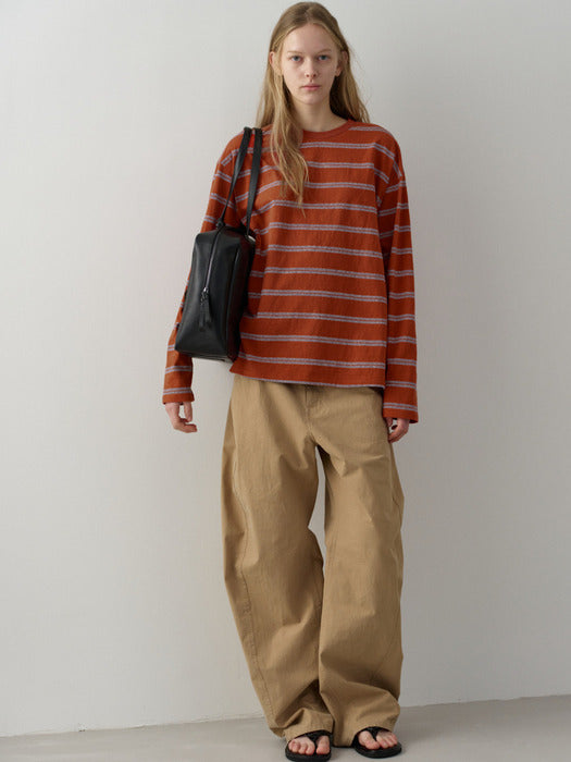 [facade pattern] Vintage Cotton Barrel Pants_almond beige