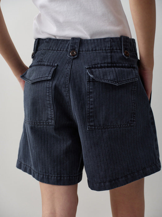 Facade Pattern Stripe Utility Shorts vintage midnight